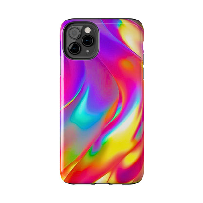 Funda resistente para teléfono con brillo metálico holográfico y estilo abstracto | Estética