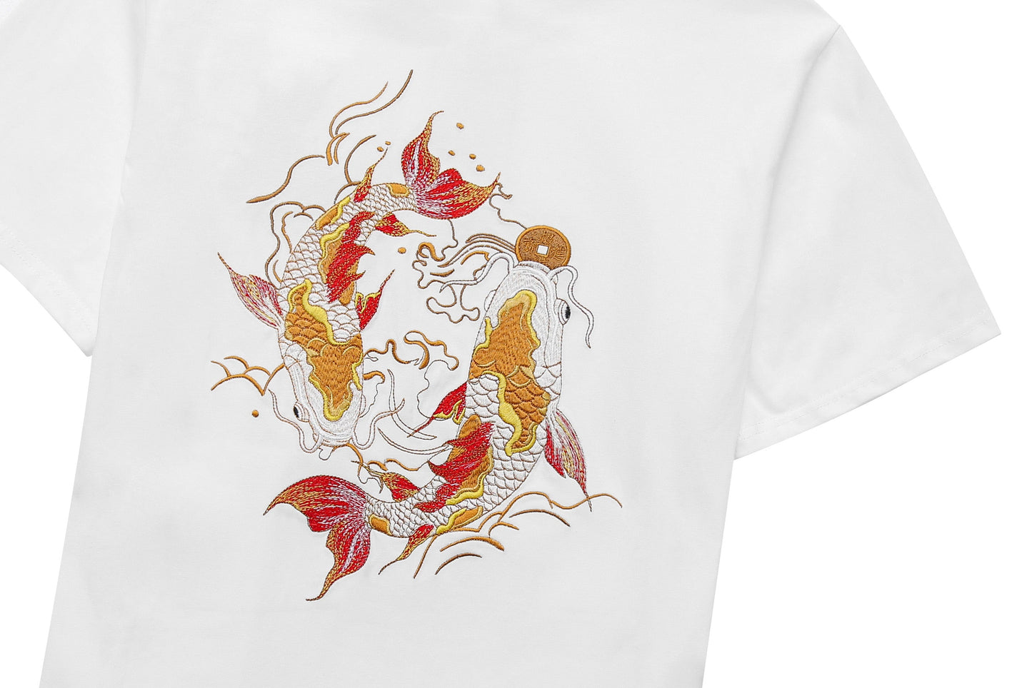 KH852 Golden Koi Fish Embroidery Tee