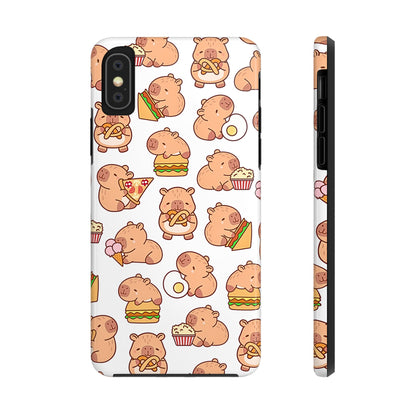 Cute Capybara Eating Pizza Ice Cream & Snacks Cartoon Food Tough Phone Case | Animals