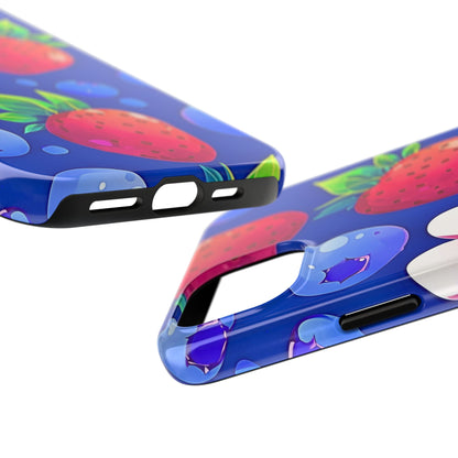 Cute Blueberry Strawberry Fruit Pattern Tough Phone Case | Aesthetic