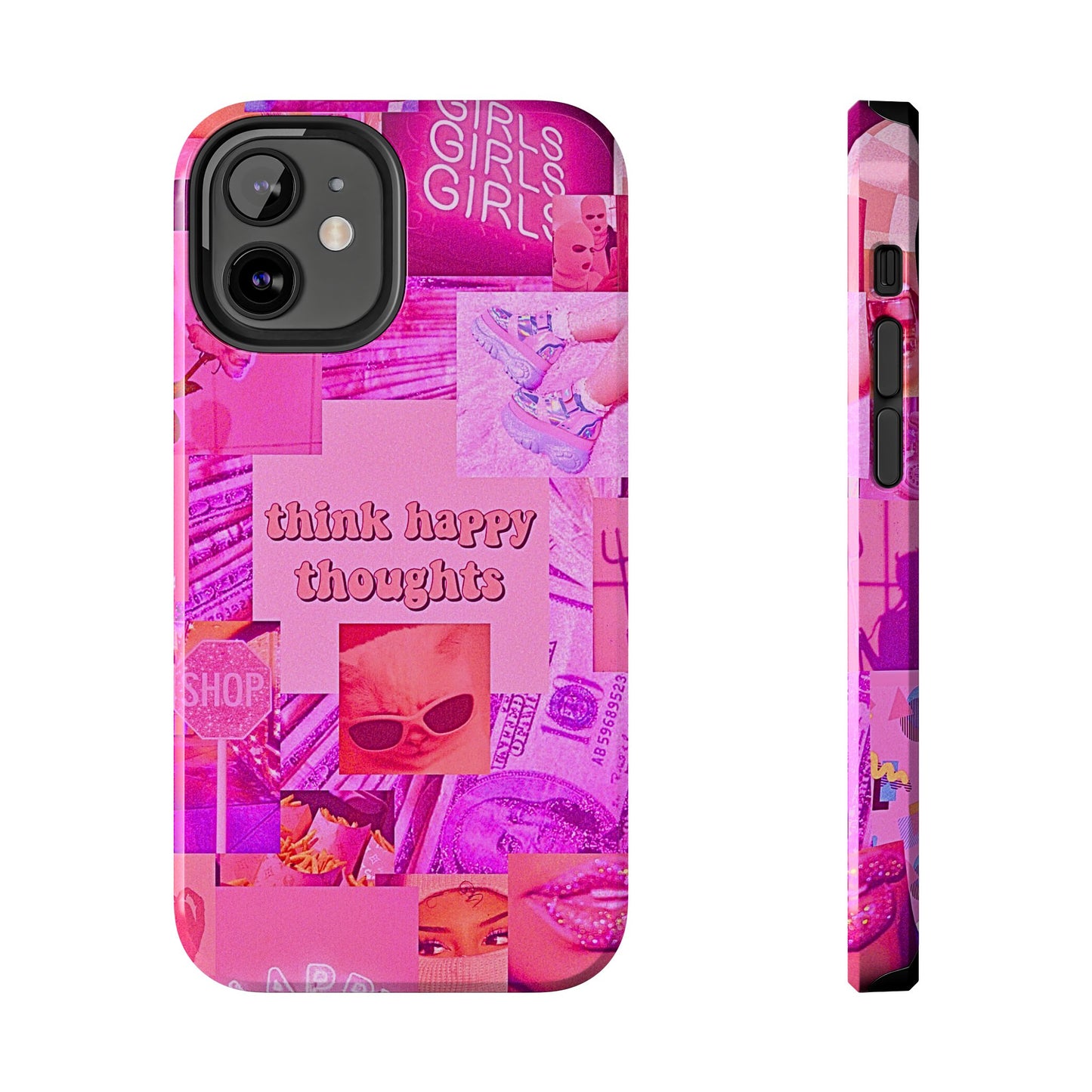 Think Happy Thoughts Pink Tough Phone Case | Aesthetic