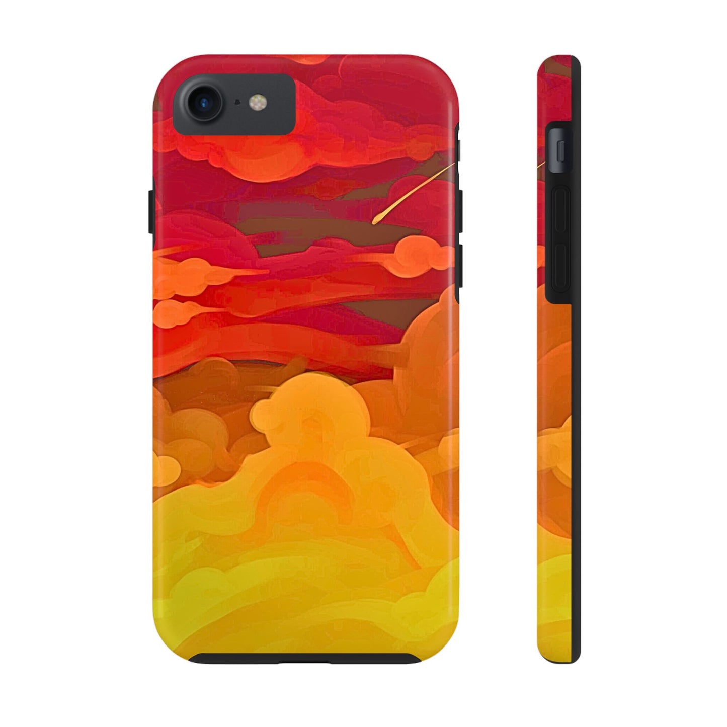 Funda resistente para teléfono con diseño de nubes rojas y naranjas | Estética