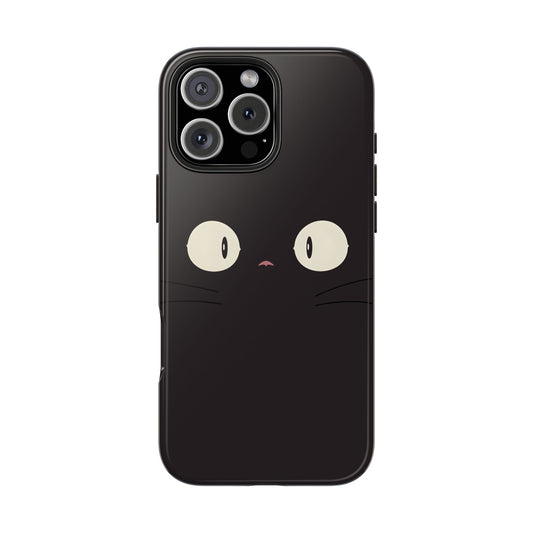 Adorable Black Cat Face and Eyes Minimal Tough Phone Case | Animals