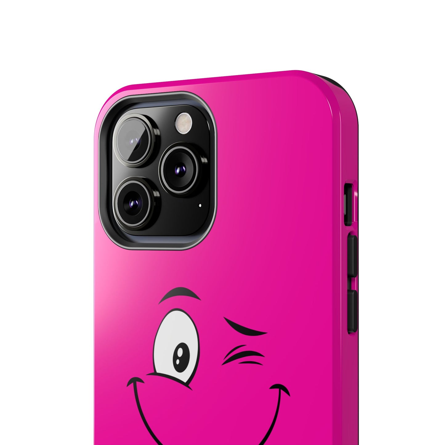 Winking Face Pink Background Cheeky Cartoon Style Tough Phone Case | Funny