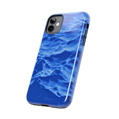 Funda resistente para teléfono azul oscuro con olas del océano borrosas | Estética