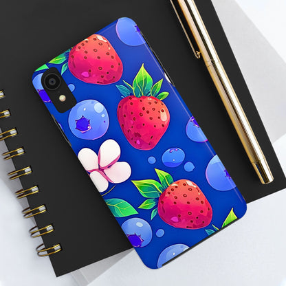 Cute Blueberry Strawberry Fruit Pattern Tough Phone Case | Aesthetic