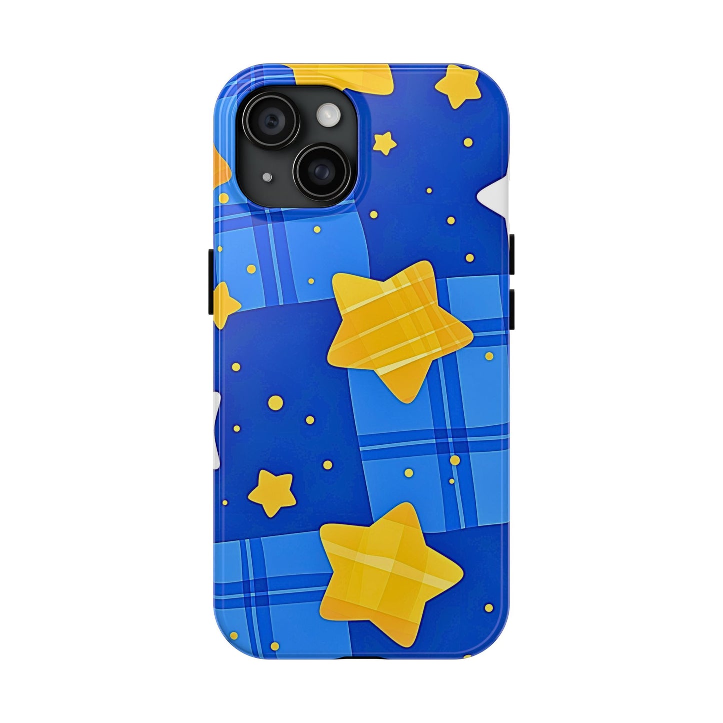 Funda resistente para teléfono con estampado de estrellas y cuadros preppy | Estética