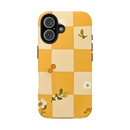 Yellow Checkered Preppy Daisies Tough Phone Case | Aesthetic