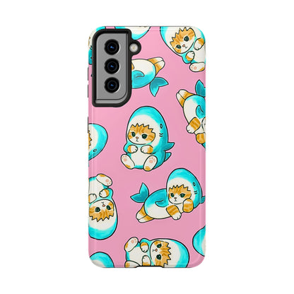Pink Cute Shark Cats Pattern Tough Phone Case | Animals