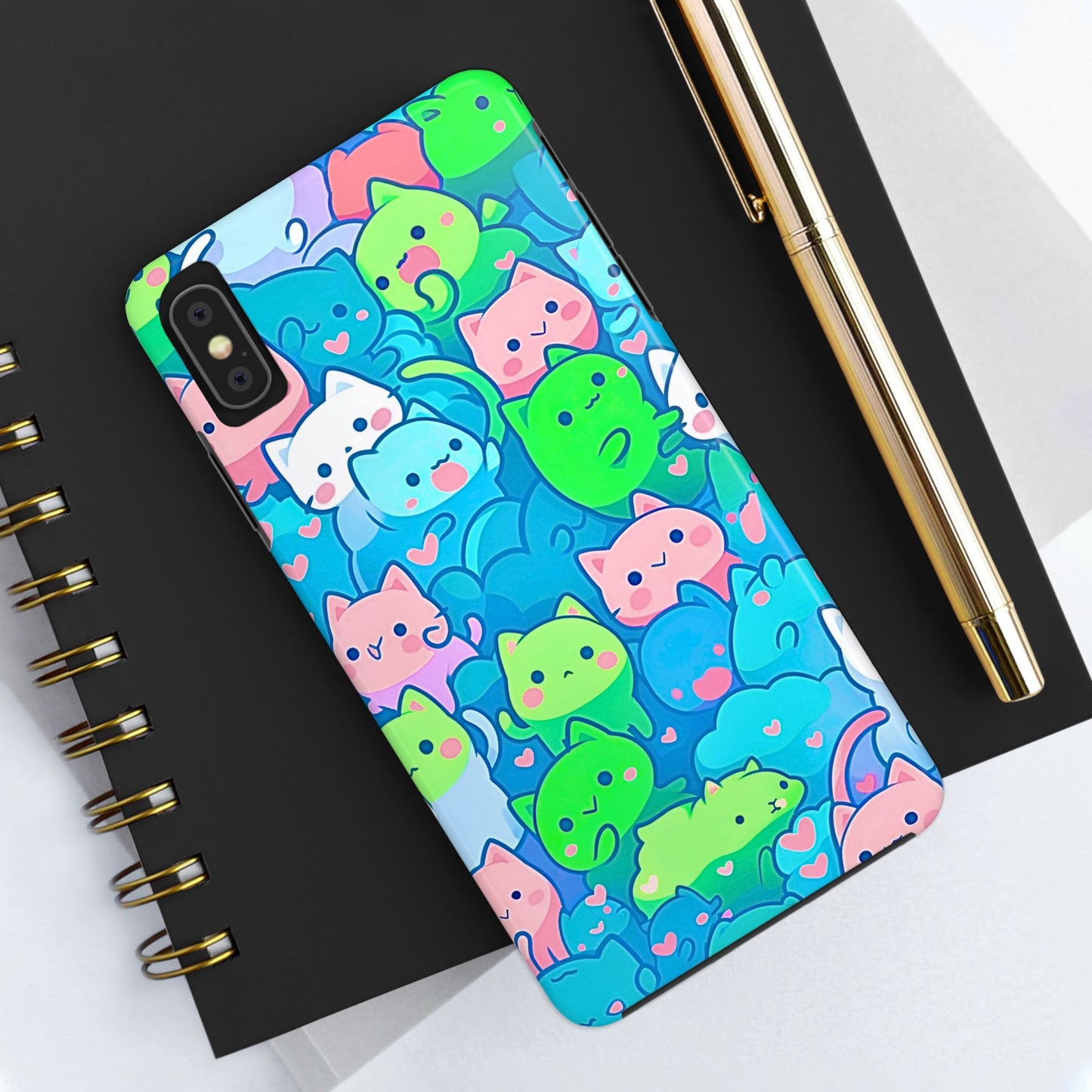 Cute Colorful Cats Pattern Style Tough Phone Case | Animals