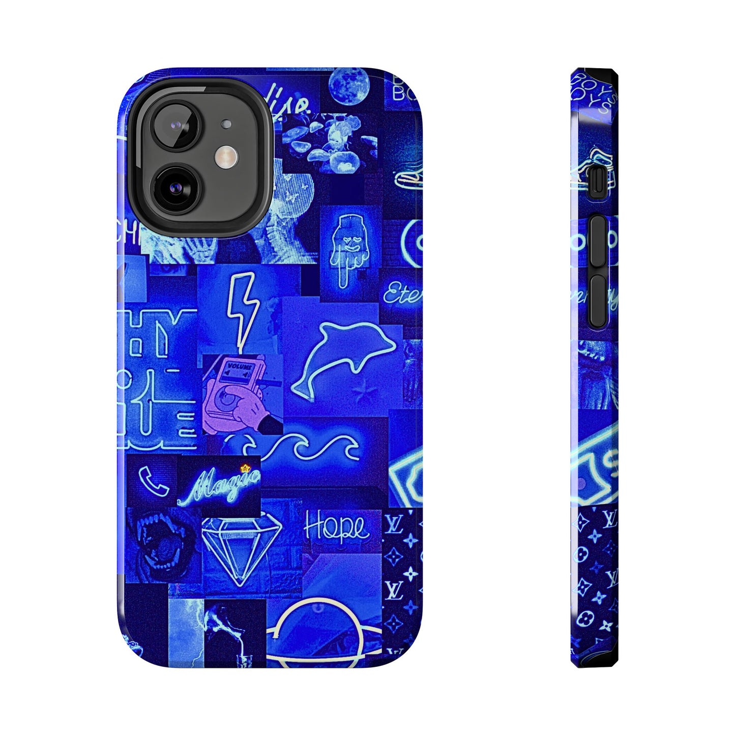 Blue Neon Style Tough Phone Case | Aesthetic