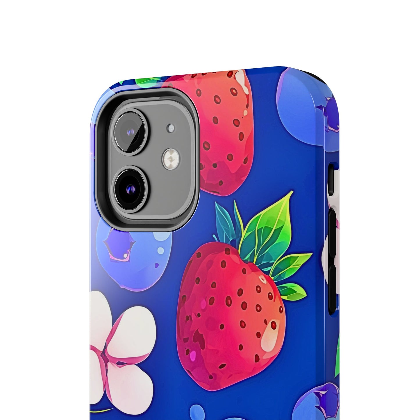 Cute Blueberry Strawberry Fruit Pattern Tough Phone Case | Aesthetic