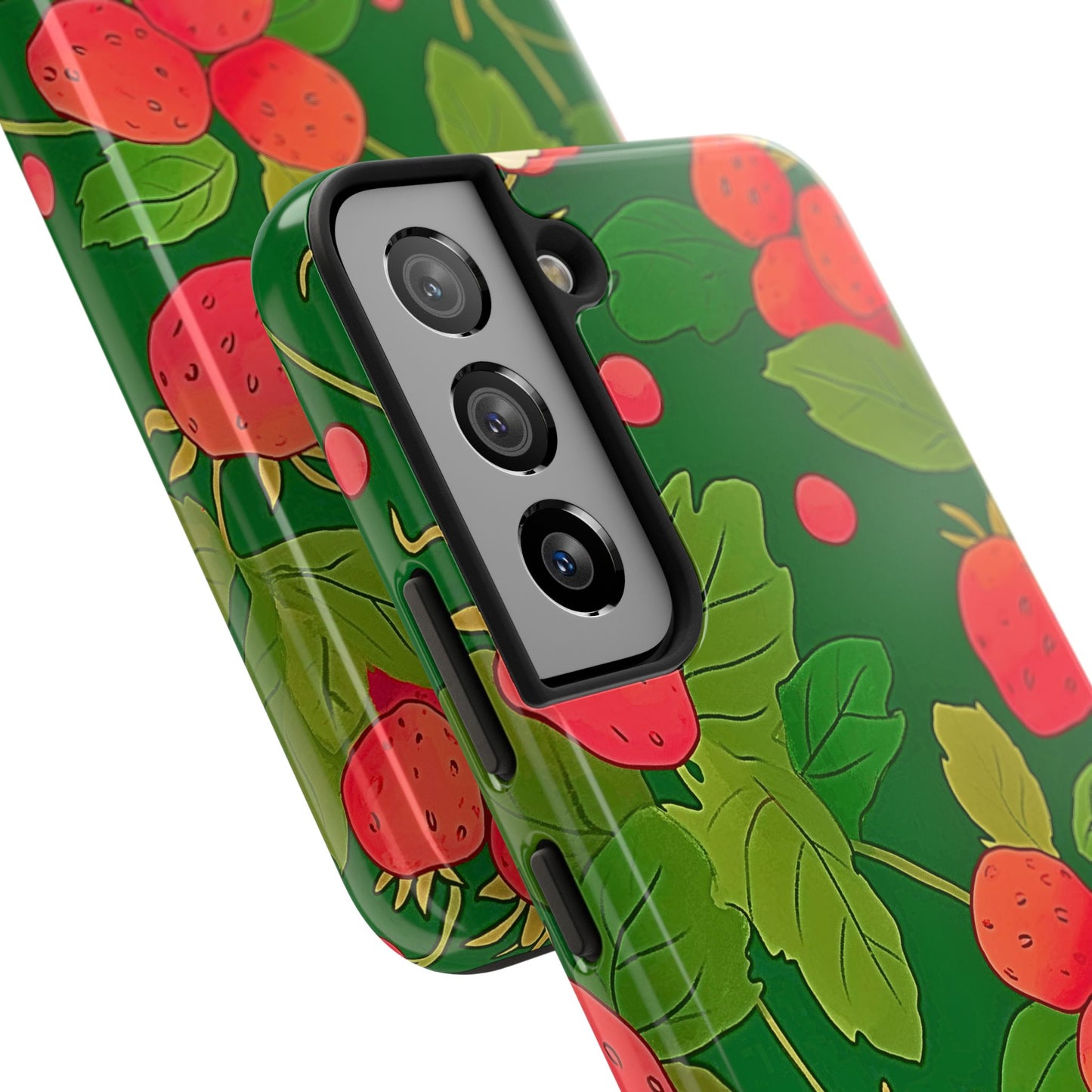 Dark Strawberry Pattern Preppy Tough Phone Case | Aesthetic