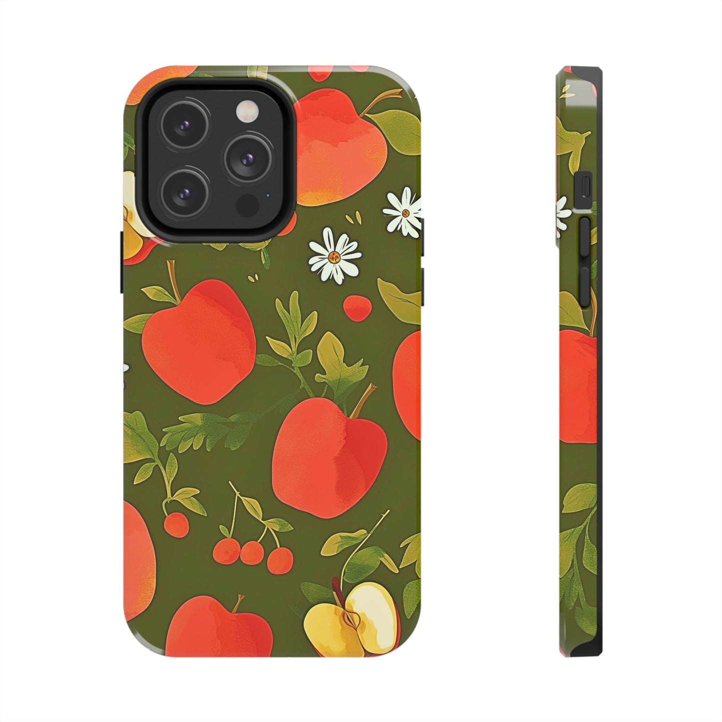 Funda/Cubierta resistente para teléfono con diseño de manzanas y bayas | Estética