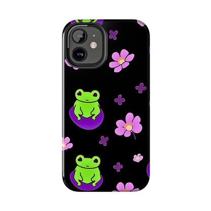 Cute Frog & Pink Flowers Pattern Style Tough Phone Case | Animals