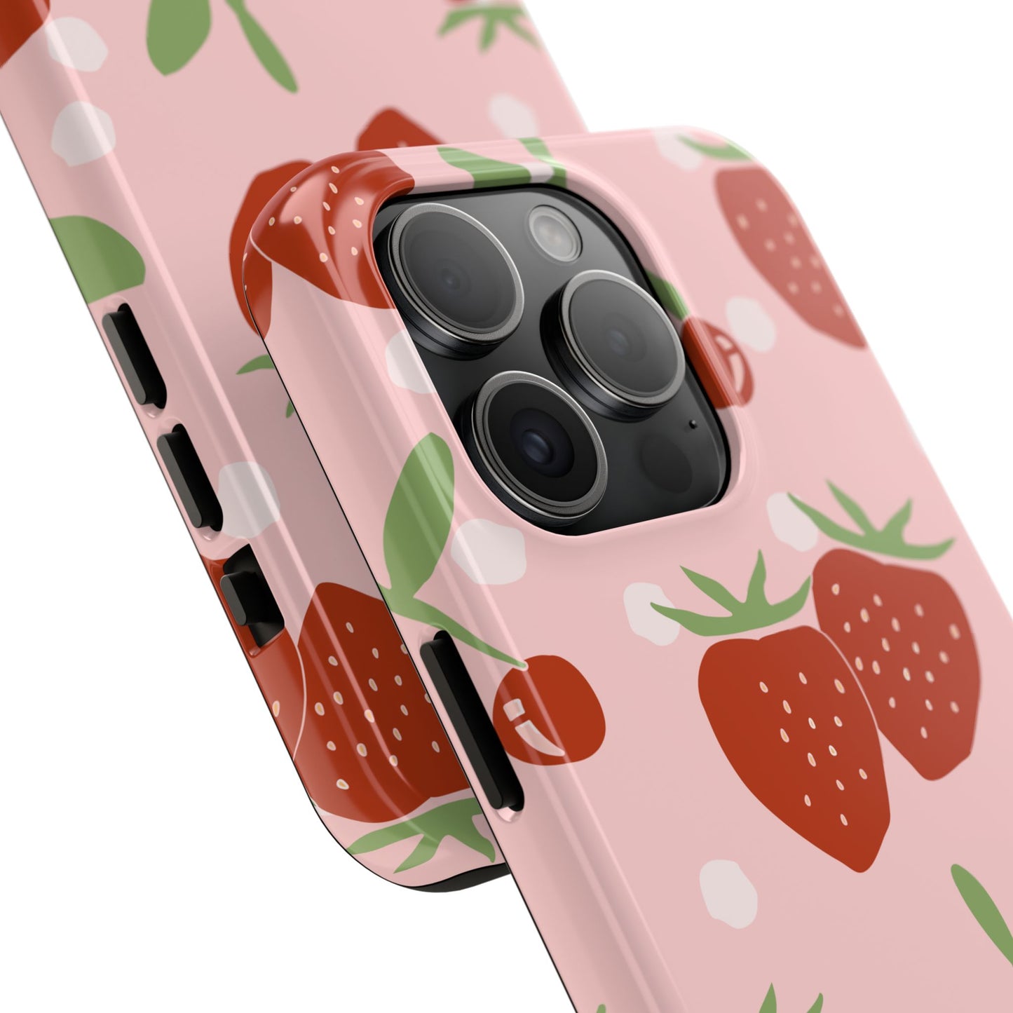 Cute Pink and Red Cherry and Strawberry Tough Phone Case | Food
