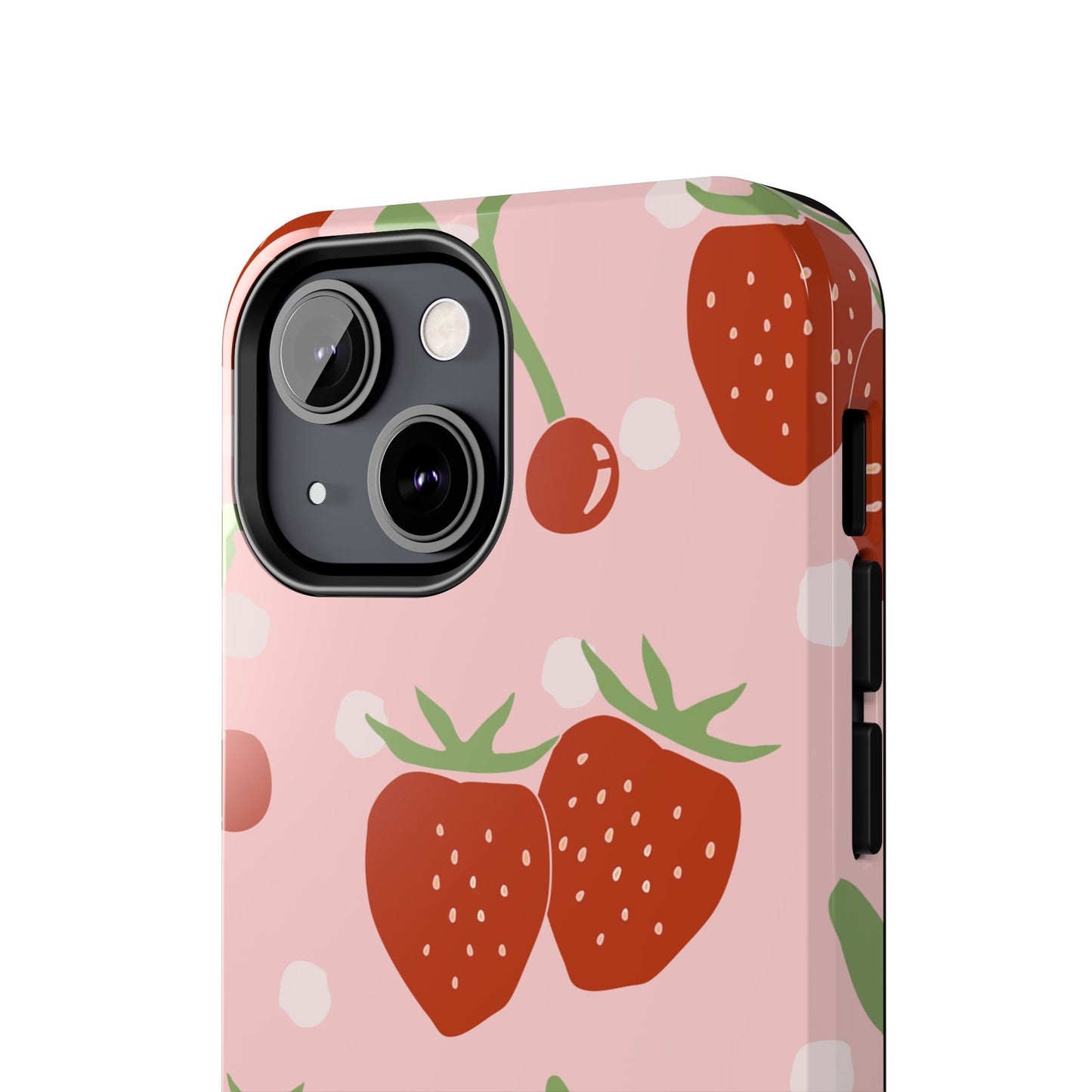 Cute Pink and Red Cherry and Strawberry Tough Phone Case | Food