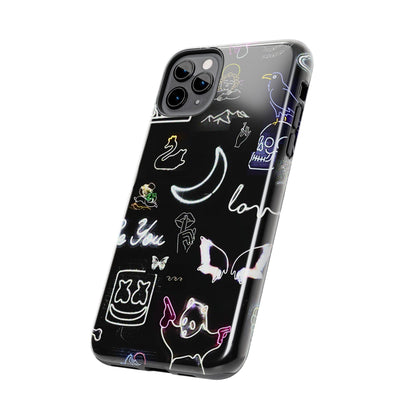Funda resistente para teléfono estilo neón blanco | Estética