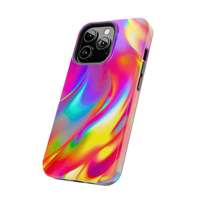 Funda resistente para teléfono con brillo metálico holográfico y estilo abstracto | Estética