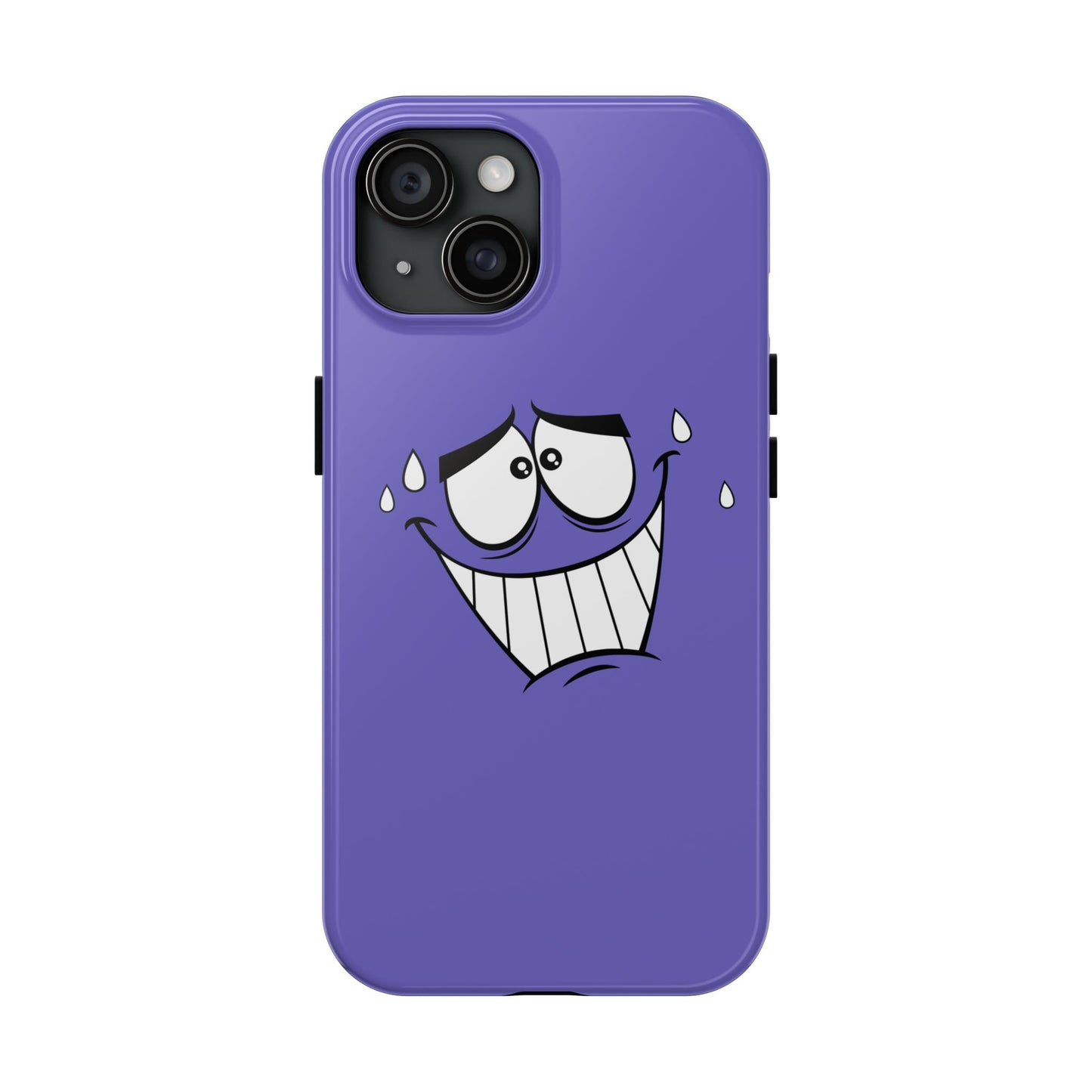 Awkward Nervous Cartoon Face Purple Background Tough Phone Case | Funny