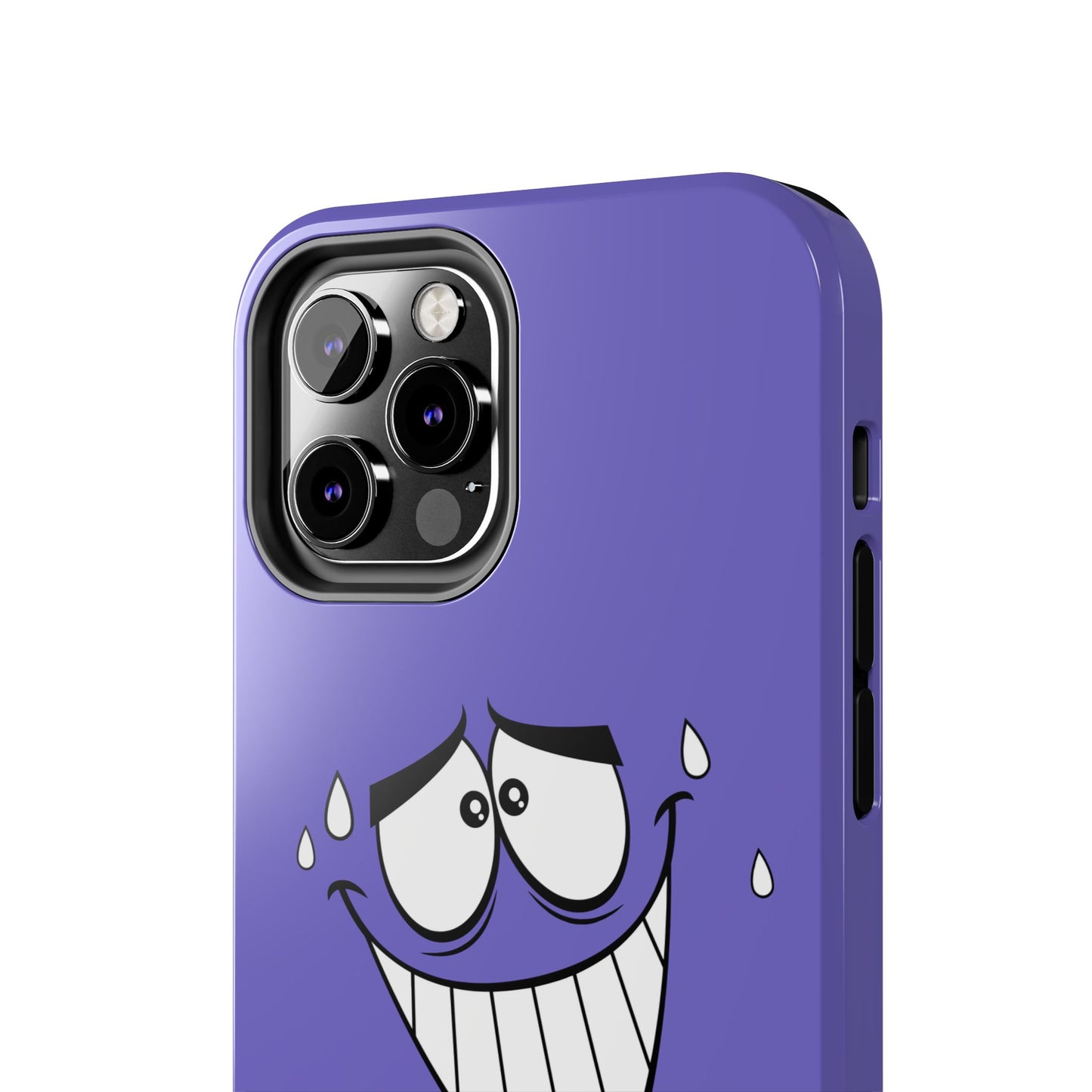 Awkward Nervous Cartoon Face Purple Background Tough Phone Case | Funny