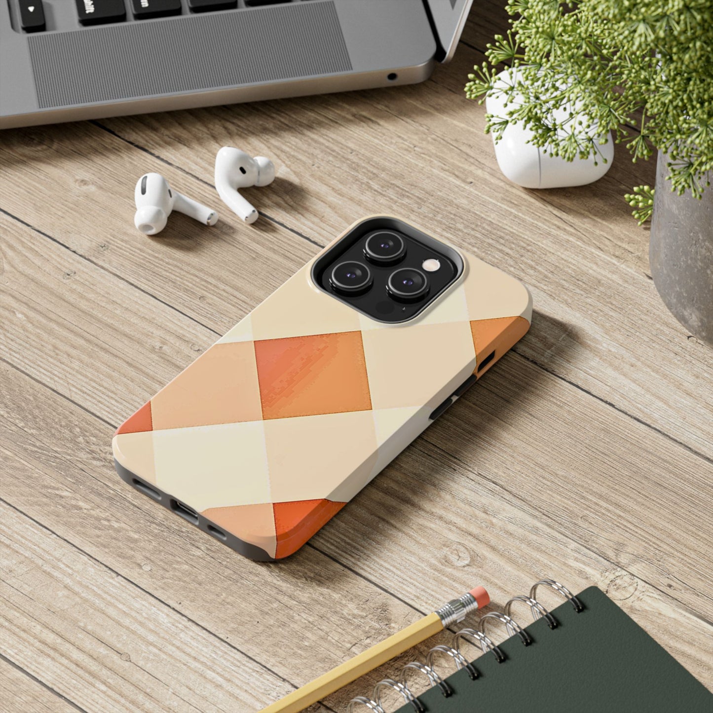Pastel Minimalist Two-Tone Checkerboard Tough Phone Case | Aesthetic
