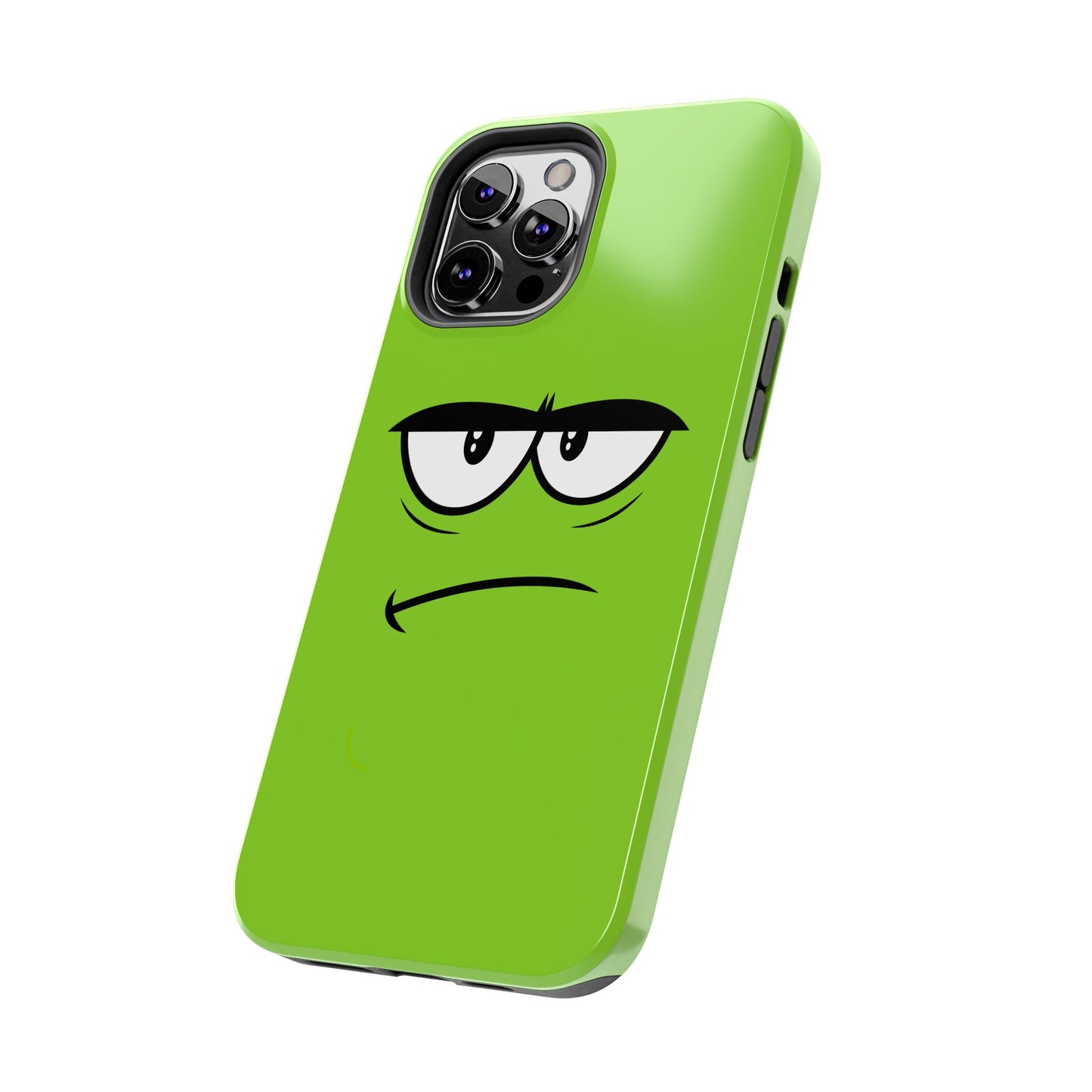 Grumpy Mood Face Green Background Funny Expression Tough Phone Case | Funny