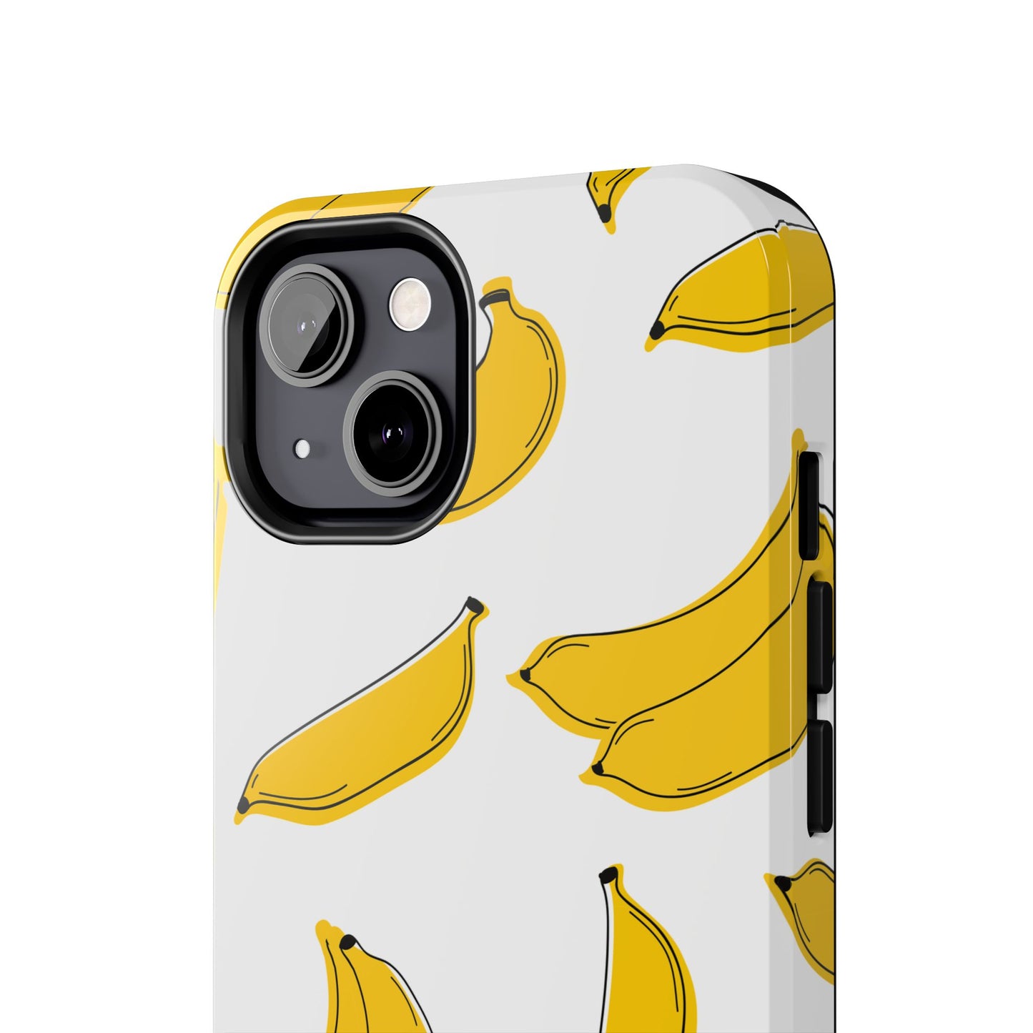 Bold Yellow Banana Pattern Minimal Line Art Tough Phone Case | Food