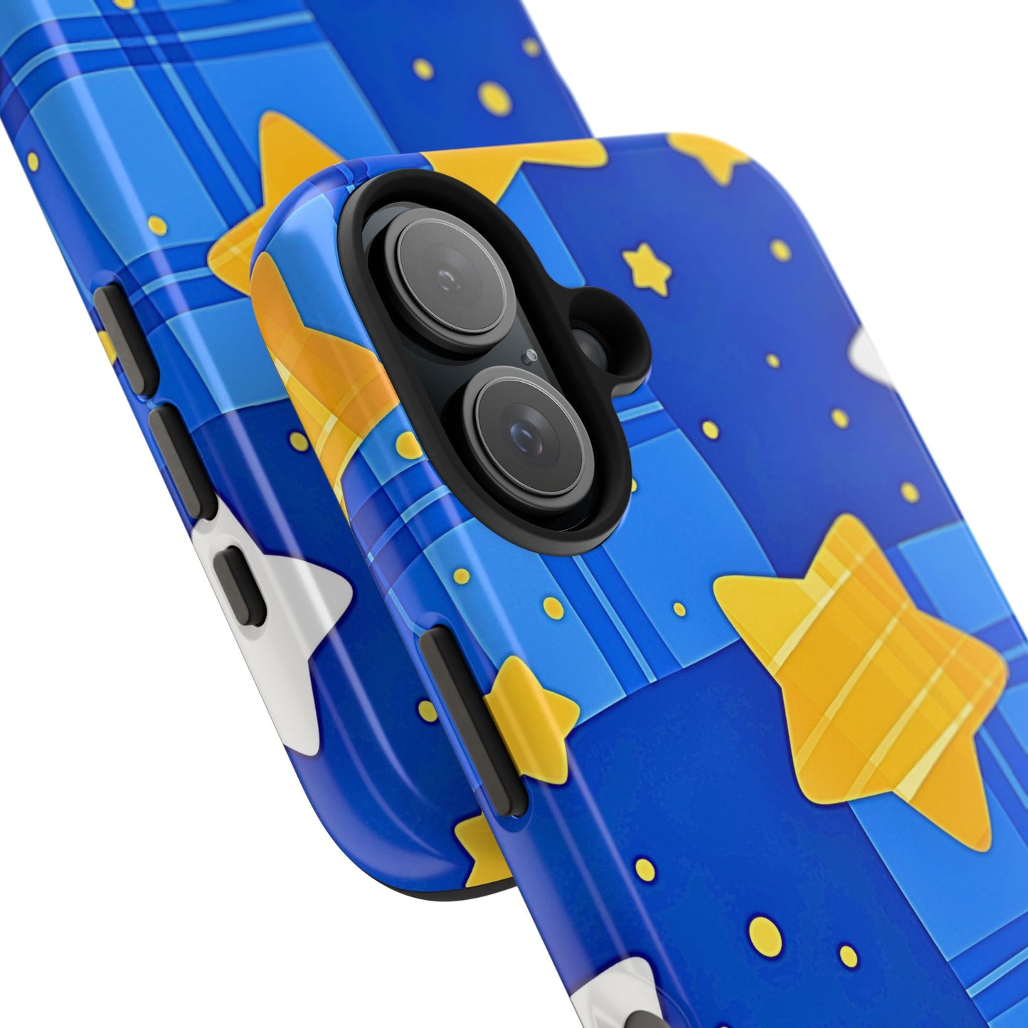 Funda resistente para teléfono con estampado de estrellas y cuadros preppy | Estética