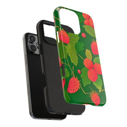 Dark Strawberry Pattern Preppy Tough Phone Case | Aesthetic
