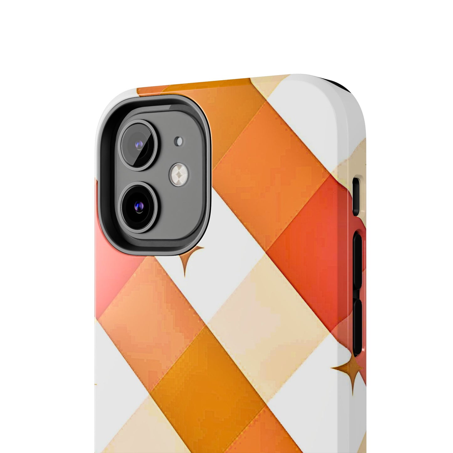 Pastel Orange & Pink Checkered Stars Tough Phone Case | Aesthetic