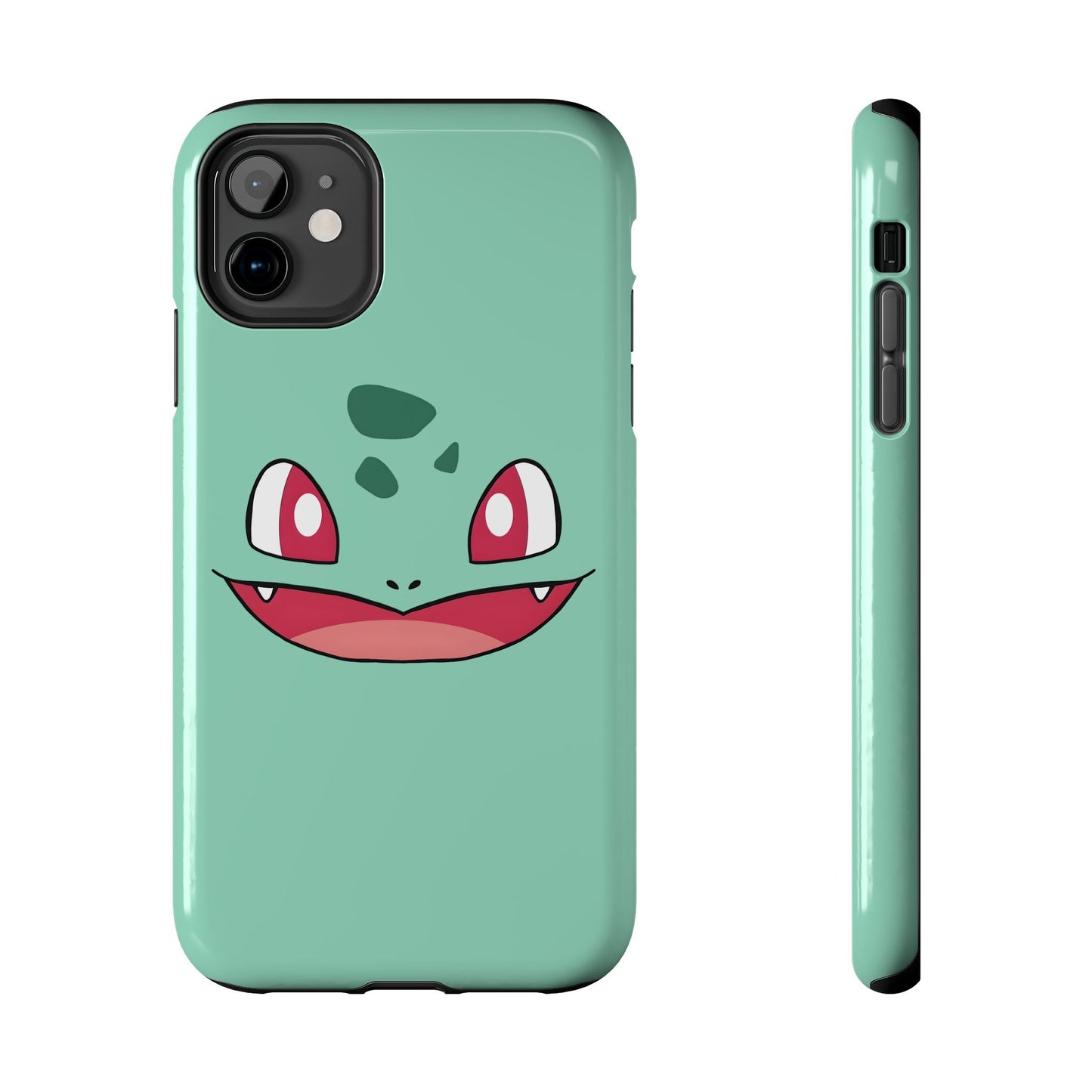 Green Leaf Dino Smile Red Eyes Cute Creature Tough Phone Case | Anime