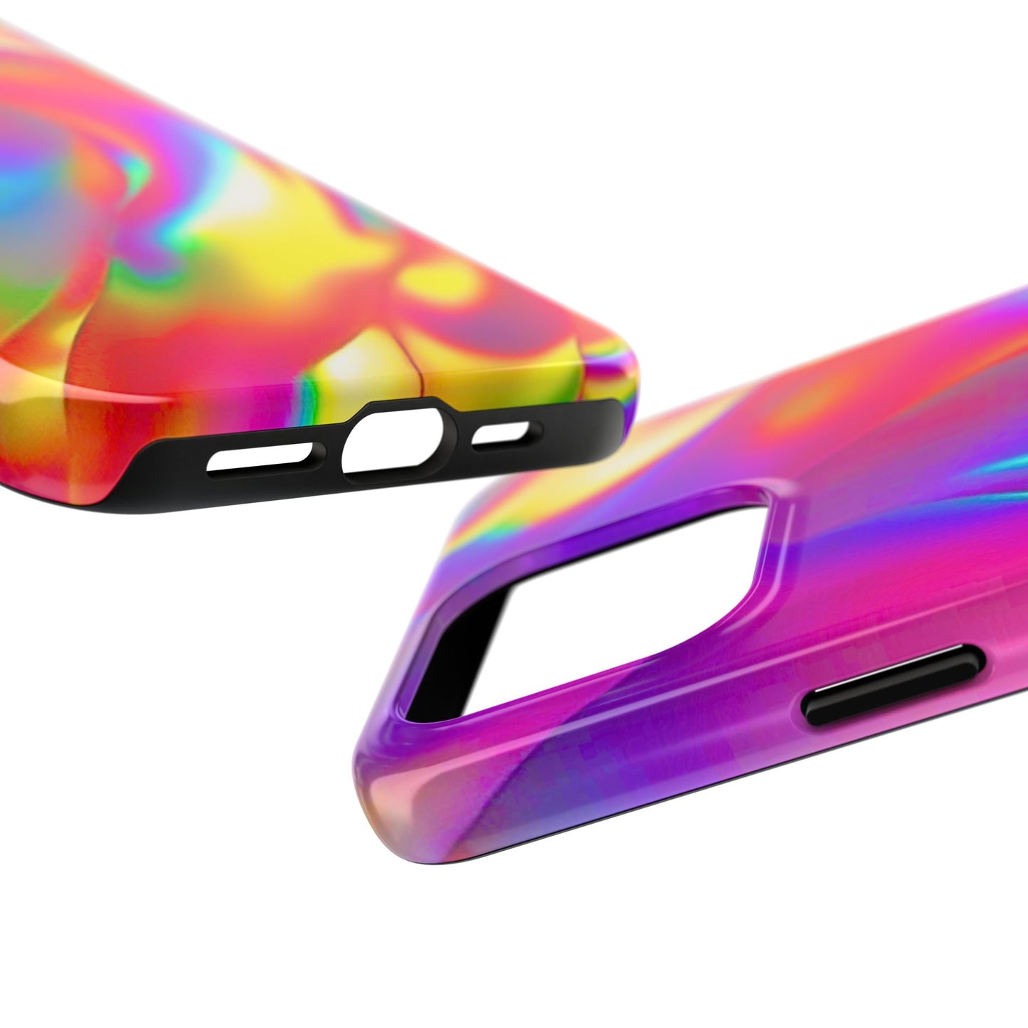 Funda resistente para teléfono con brillo metálico holográfico y estilo abstracto | Estética
