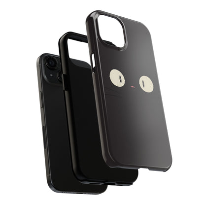 Adorable Black Cat Face and Eyes Minimal Tough Phone Case | Animals