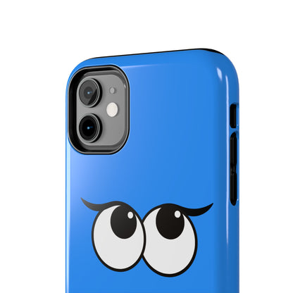 Silly Tongue Out Cartoon Face Blue Background Tough Phone Case | Funny