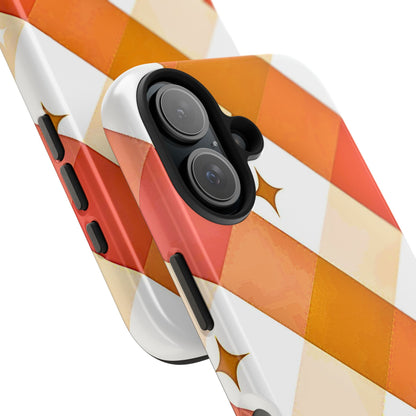 Pastel Orange & Pink Checkered Stars Tough Phone Case | Aesthetic