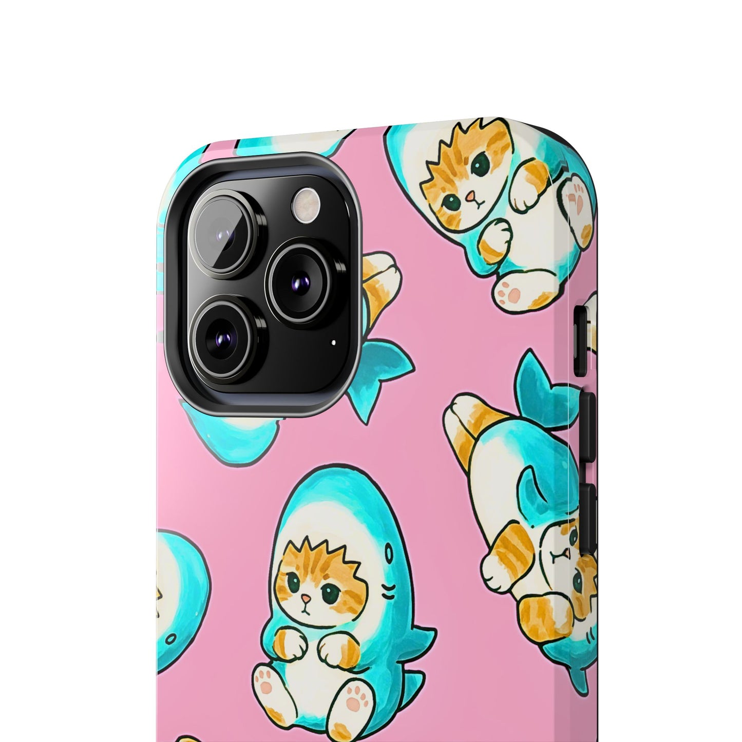 Pink Cute Shark Cats Pattern Tough Phone Case | Animals