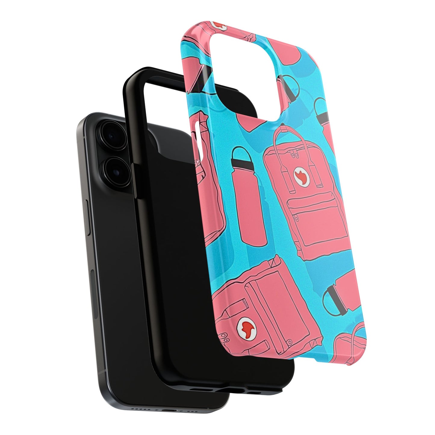 VSCO Kanken Backpack Water Bottle Pink & Blue Tough Phone Case | Aesthetic