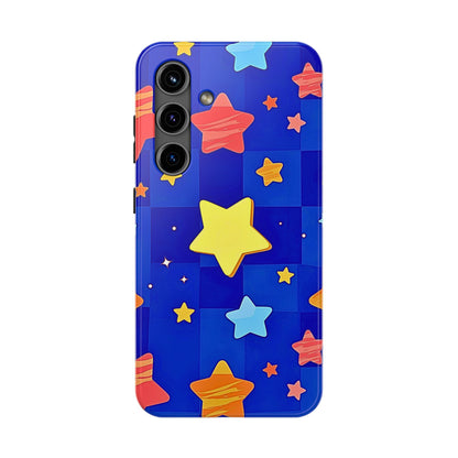 Funda resistente para teléfono con estampado de estrellas vibrantes y preppy | Estética