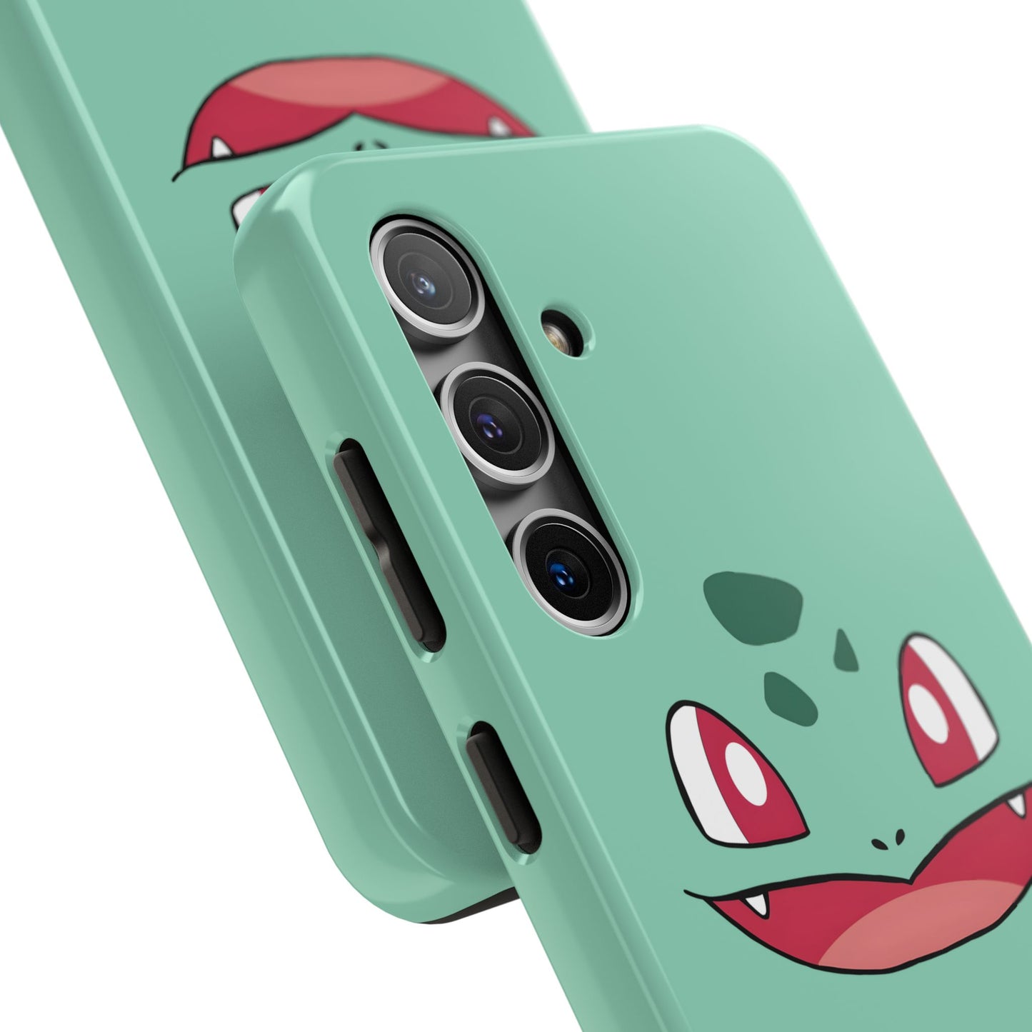 Green Leaf Dino Smile Red Eyes Cute Creature Tough Phone Case | Anime