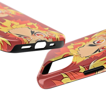 Rengoku Head Pattern Dark Orange Tough Phone Case | Anime - Demon Slayer