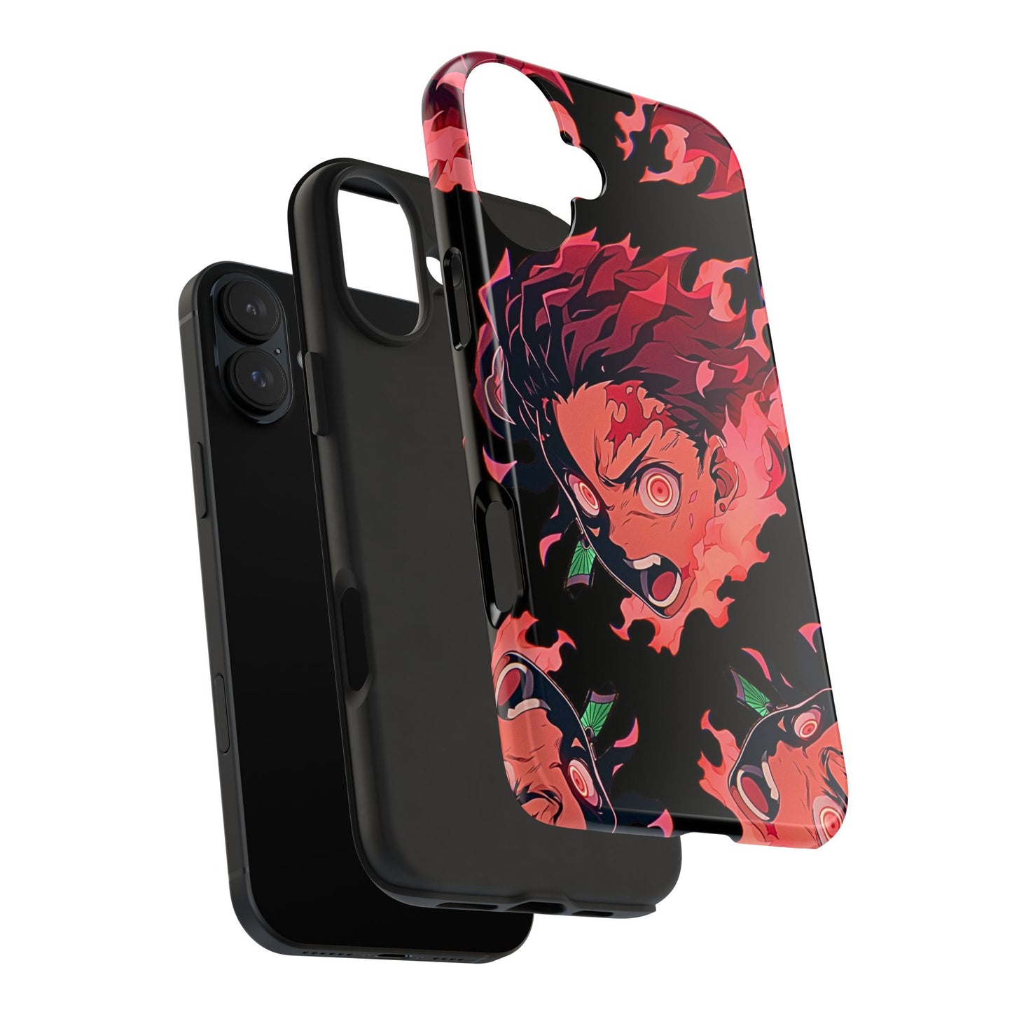 Tanjiro Kamado Flamed Style Black Tough Phone Case | Anime - Demon Slayer
