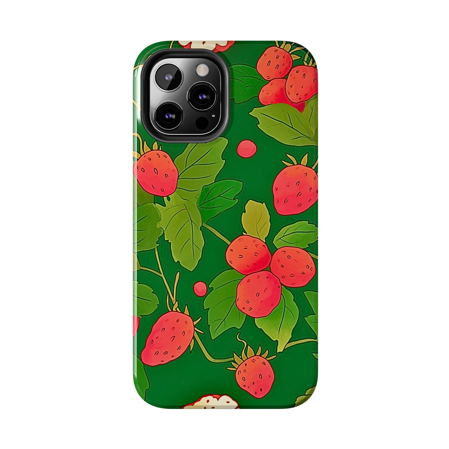 Dark Strawberry Pattern Preppy Tough Phone Case | Aesthetic