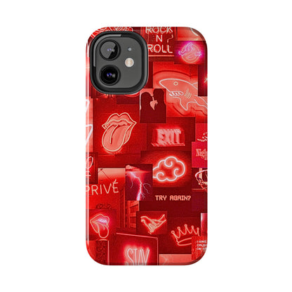 Funda resistente para teléfono con diseño de neón rojo | Estética