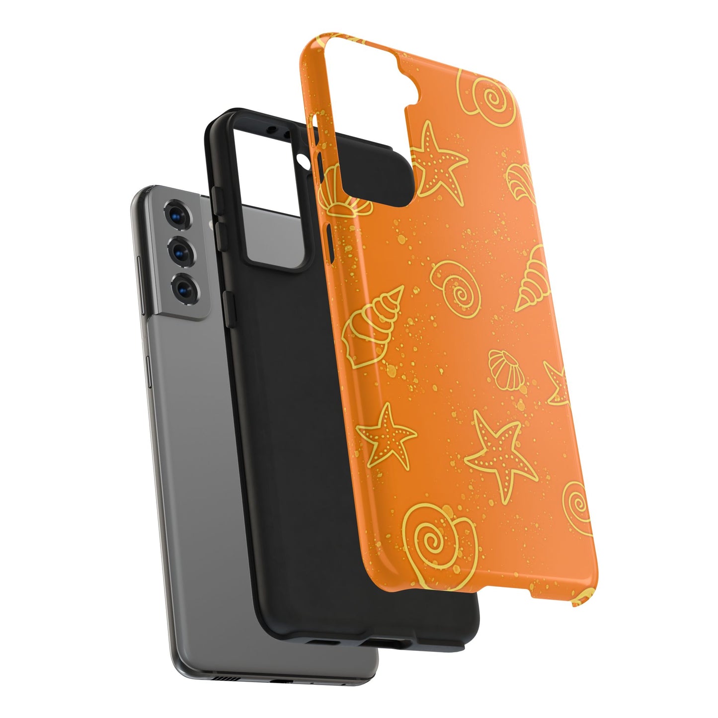 Funda resistente para teléfono con diseño de conchas naranjas | Estética