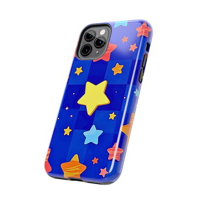 Funda resistente para teléfono con estampado de estrellas vibrantes y preppy | Estética