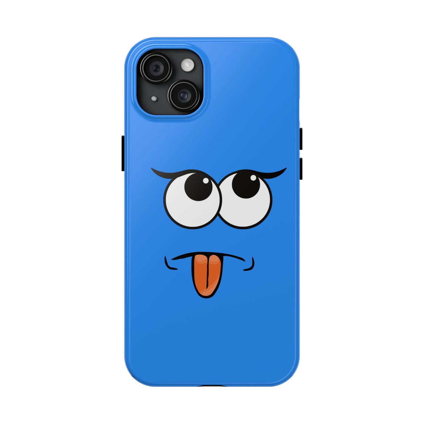 Silly Tongue Out Cartoon Face Blue Background Tough Phone Case | Funny