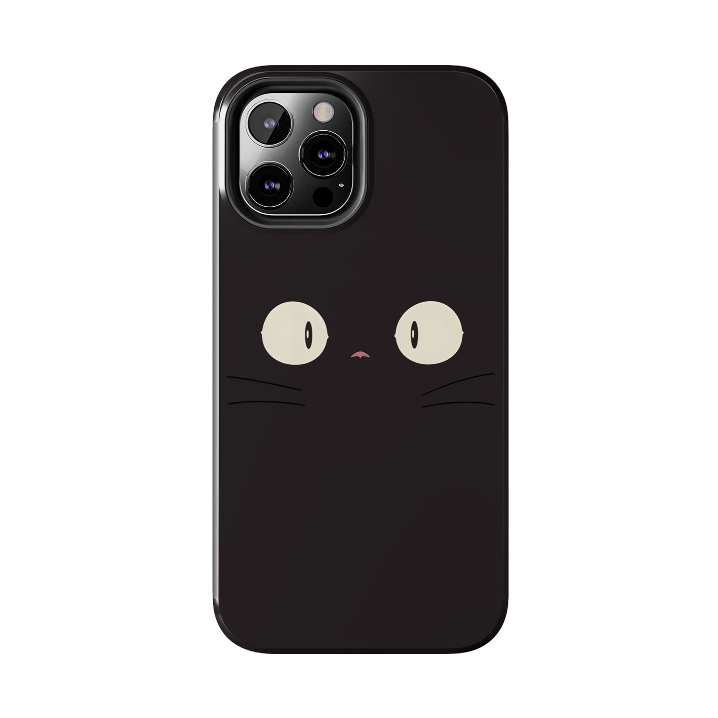 Adorable Black Cat Face and Eyes Minimal Tough Phone Case | Animals