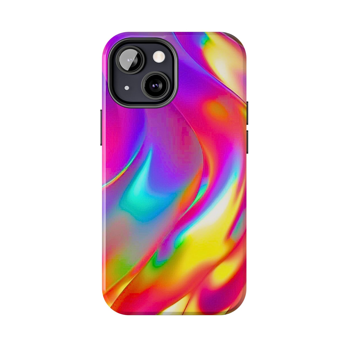 Funda resistente para teléfono con brillo metálico holográfico y estilo abstracto | Estética