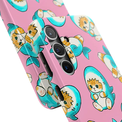 Pink Cute Shark Cats Pattern Tough Phone Case | Animals